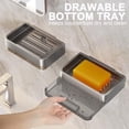 thumbnail image 4 of Soap Holder for Shower Wall, Carbon Steel Soap Dish Wall Mounted Soap Tray with Drawerable Bottom Tray for Bathroom, Kitchen Sink (Grey), 4 of 7