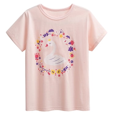 MIXUE Baby Girls Tops & T-Shirts Cute Cartoon Short Sleeve Baby Adorable Round Neck Everyday Pullover Tee Shirts Streetwear,Pink,18-24 Months
