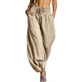thumbnail image 2 of Womens High Waist Harem Pants Casual Solid Color Loose Fit Baggy Lantern Long Pants with Pockets, 2 of 6