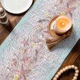thumbnail image 3 of Pink Beach Table Runner 72 Inches, Coastal Ocean Starfish Blue Wooden Grain Bed Runner Dresser Scarves Tabletop for Indoor Outdoor Parties/Ceremony/Banquet, 16" x 72", 3 of 9