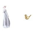 thumbnail image 1 of Figura Moderna De Porcelana De Una Dama Y Un Pájaro Dorado. Elegante Estatua Nórdica Con Escultura De Animal, Ideal Para Decorar Estantes, Escritorios Y Salas De Estar., 1 of 8