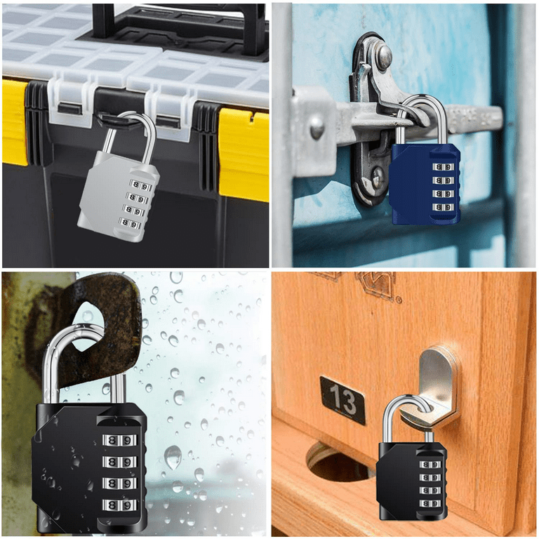 2 Pack Combination Locks 4 Digit Waterproof Padlock for School Gym Locker,Sports Locker,Fence,Toolbox,Gate,Case, Hasp Storage, Black