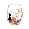 thumbnail image 2 of VAIFTILNO Halloween Decorations Halloween Printed Stemless Glass Cup. Spooky Witch Ghost Crow Clear Stemless Wine Glass For Party Drinks, 2 of 7
