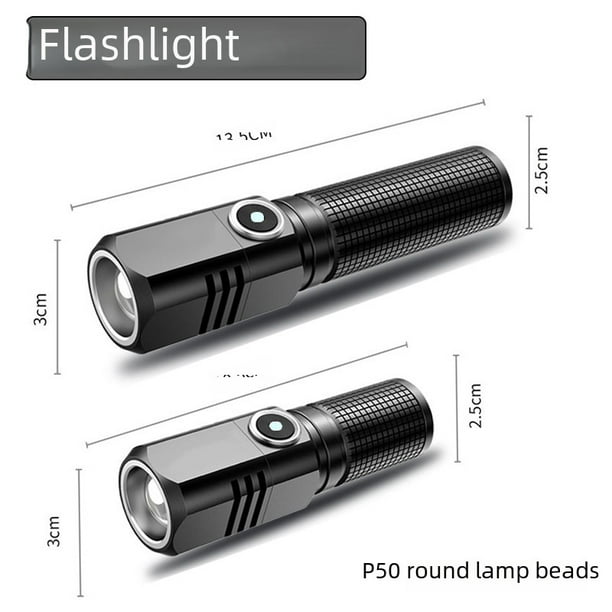 Linterna mini portátil de largo alcance LED láser súper brillante recargable tipo-c zoom