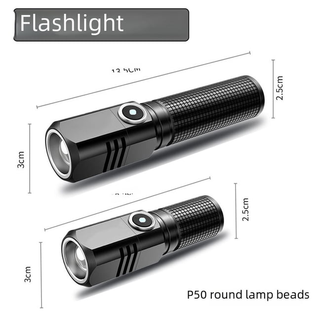Linterna mini portátil de largo alcance LED láser súper brillante recargable tipo-c zoom