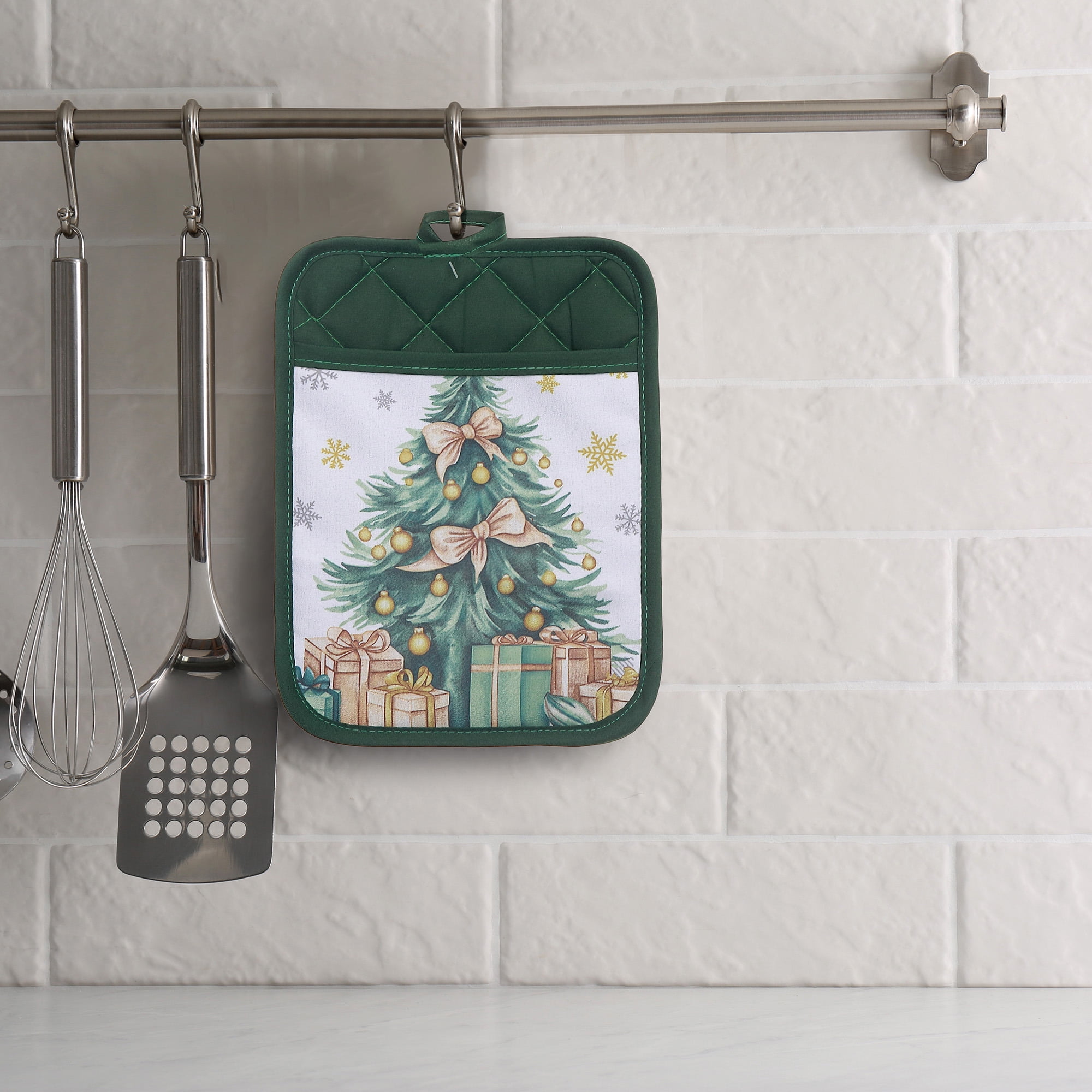 Pot Holder With Pocket (Christmas Tree) - Set of 6