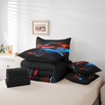 thumbnail image 4 of Ensembles de Literie Cool Car Très Grand, Ensemble de Couette 3D Voitures Rouges, Literie Douce Imprimée Voiture de Course Fumée pour Enfants Garçons (Couette+drap-Housse+drap Plat+2 Taies d'Oreiller+2 Housses de Coussin) Ensemble de Lit 7 Pcs, 4 of 5