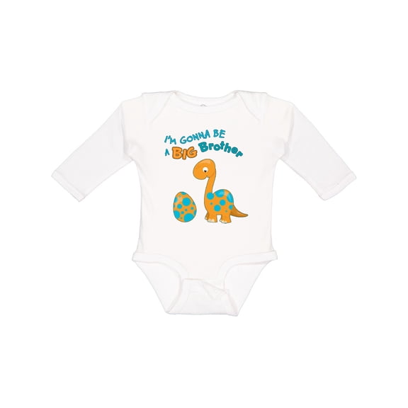 Inktastic I'm Gonna Be a Big Brother Dino Boys Long Sleeve Baby Bodysuit