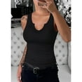 thumbnail image 3 of Vafful Women Tank Tops V Neck Summer Slim Slim Stretch Workout Sleeveless Tops Ribbed Racerback Blouses Black Medium, 3 of 7