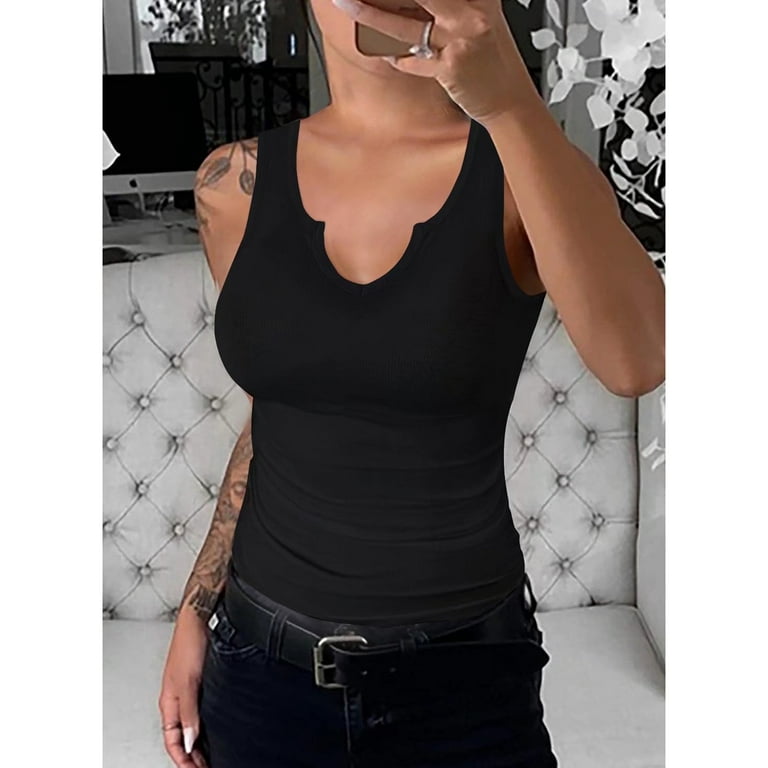 Vafful Women's V-Neck Slim Stretch Tank Top, Summer Workout Vafful Women's V-Neck Slim Stretch Tank Top, Summer Workout