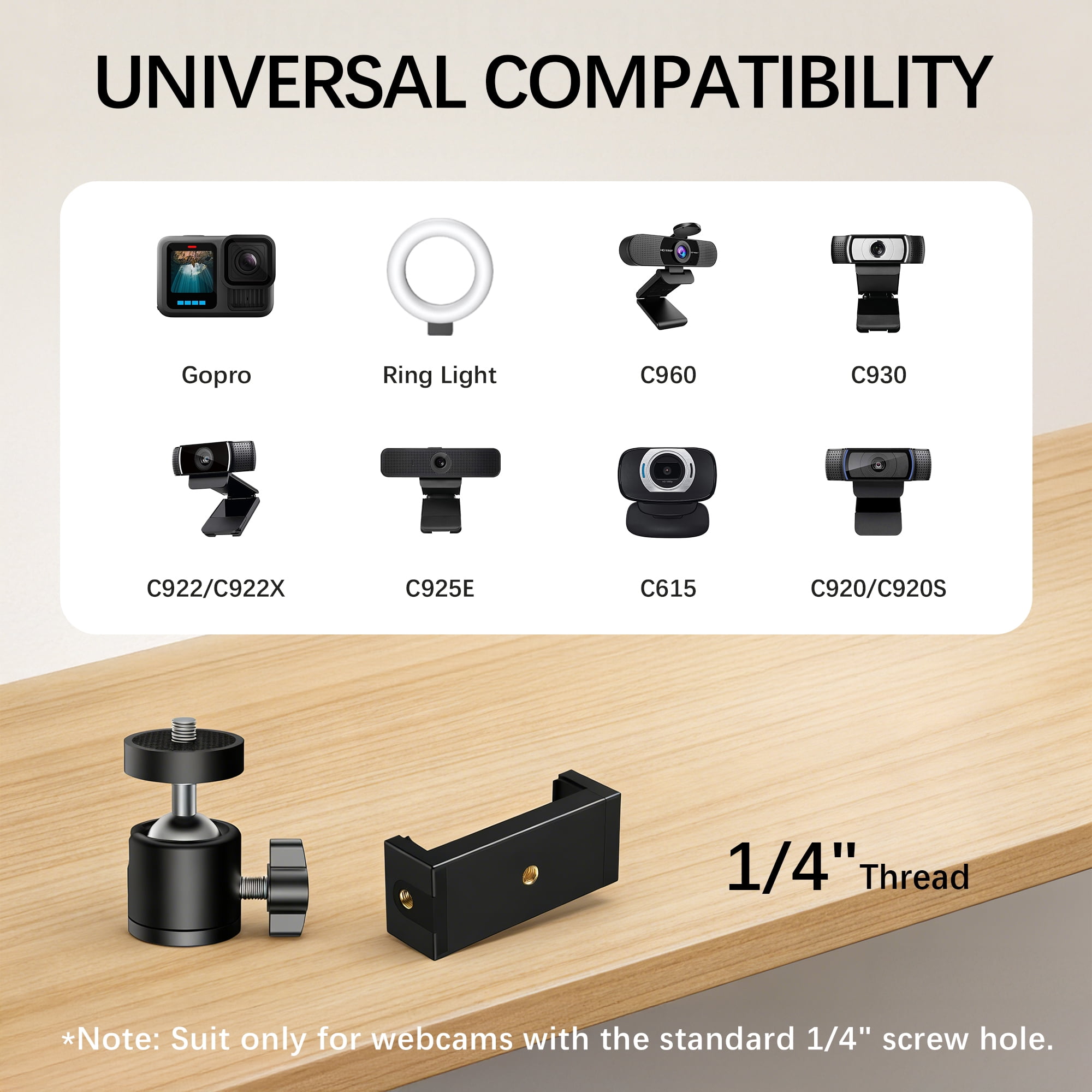 InnoGear 31" Webcam Stand with Phone Holder Telescopic Web Cam Mount Vlogging Stick for Logitech Webcam C920 C615 C920x C922 C930e C920S C960 BRIO 4K NexiGo N60 and Others