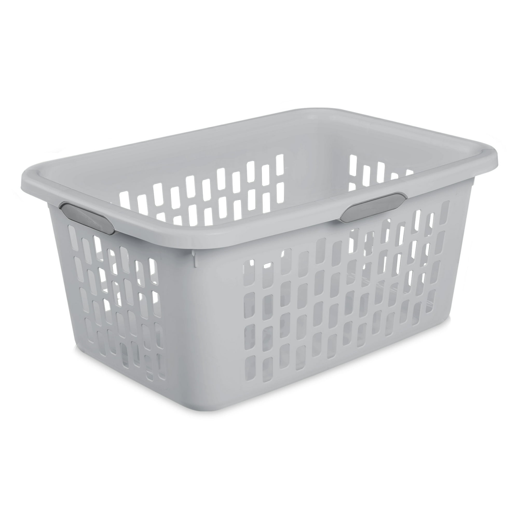 Sterilite Large 2 Bushel Plastic Laundry Basket with 4 Comfort Grip Handles, Light Gray