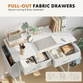 thumbnail image 5 of Small Desk with 2 Drawers 32 Inch Bedroom Kids Student Vanity Home Office Computer PC Table with Fabric Storage Bag, Study Writing Wood Deskboard for Small Spaces,White, 5 of 5