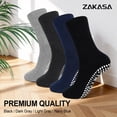 thumbnail image 3 of Mens Grip Socks, AMITOFO Anti Slip Crew Socks for Men-Non Slip Hospital Home Walking Socks for Elderly, 4 Pairs (Size 13-15 ), 3 of 7
