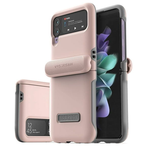 VRS DESIGN Terra Guard Modern Phone Case for Galaxy Z Flip 3, Semi-Auto Hinge Protective Case Compatible with Galaxy Z Flip 3 5G (2021) Pink Sand