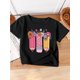 thumbnail image 1 of Tween Girls' Cartoon Print Short Sleeve Top And Cargo Casual Short Sleeve Crew Neck T-Shirt, Machine Washable | School-Themed Casual Clothing | Vibrant Design | Stretchable Knit Fabric, 1 of 5