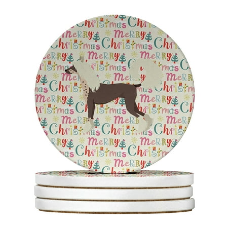 

Chinese Crested Merry Christmas Large Sandstone Coasters Pack of 4 4 in x 4 in