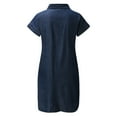 thumbnail image 6 of ZHOGXU Women's Denim Dress Short Sleeve Lapel Solid Color Buttons Fashion Comfortable Dresses With Pockets For Casual Daily Wear,Dark Blue,Xl, 6 of 6
