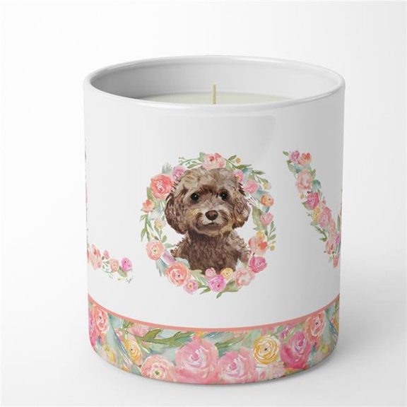 Brown Cockapoo Love 10 oz Decorative Soy Candle 3.25 in x 3.75 in