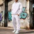 thumbnail image 4 of Havenx Mens Jogging Suits 2 Piece Set Fleece Hoodies and Sweatpants Set Long Sleeve Solid Color Sweatsuit Outfits with Pockets Workout Casual Jogging Gym 2025 Fall Suits,White S, 4 of 6
