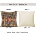 thumbnail image 2 of Carpet Pattern Boho Style Ethnic Design Gold Blue Decoration Farmhouse Décor Cotton Linen Home Decorative Throw Pillow Case Cushion Cover for Sofa Couch, 18" x 18", 2 of 6