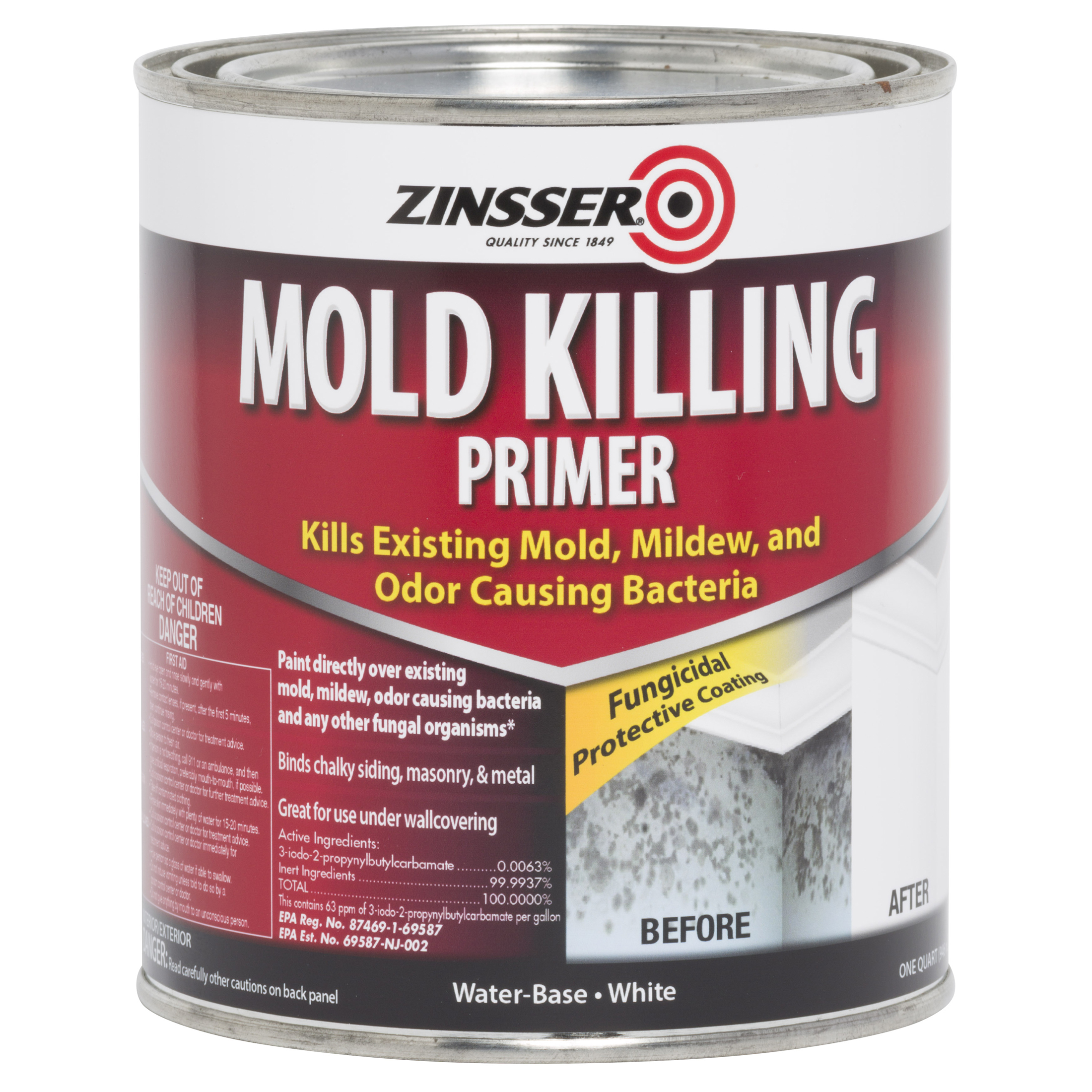 White, Zinsser Mold Killing Primer-316097, Quart - image 2 of 10