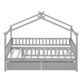 thumbnail image 3 of House Bed with 2 Drawers, Solid Wood Twin Size Platform Bed with Roof and Safety Guardrails, Low Montessori Bed, Playhouse Bed Tent Bed for Boys Girls Children Bedroom, No Box Spring Needed, Gray, 3 of 7