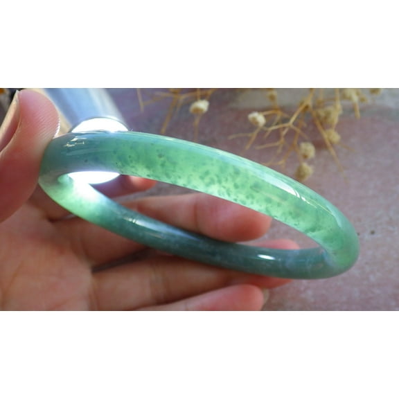Icy Green Natural A JADE Jadeite Circle Bangle Bracelet 60 mm 685118 TN