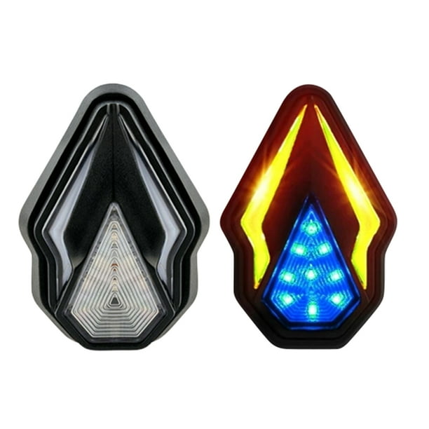 (Video Disponible) Accesorios Universales para Guardabarros Motocicleta Señales Esquina LED Con Modo Flujo Doble en Forma Diamante Un Par (azul)