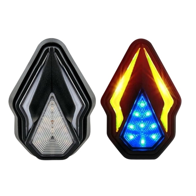 (Video Disponible) Accesorios Universales para Guardabarros Motocicleta Señales Esquina LED Con Modo Flujo Doble en Forma Diamante Un Par (azul)