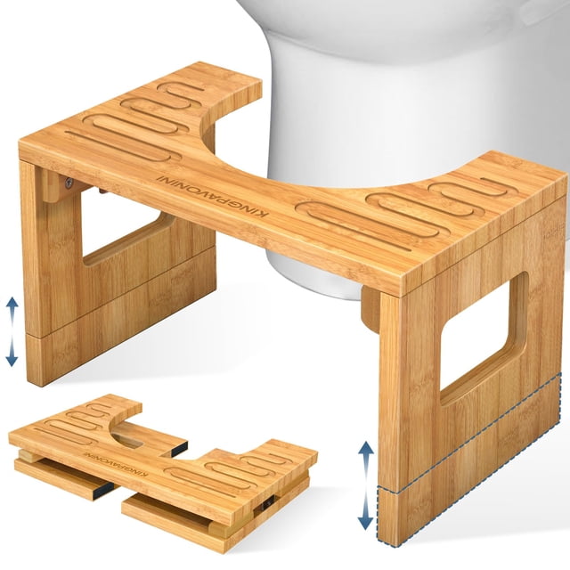 Taburete para inodoro King Pavonini Bamboo Squat de 18 cm y 23 cm, ajustable