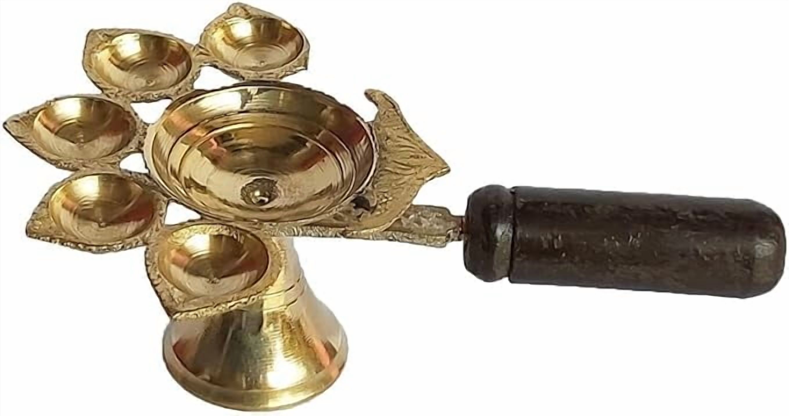 PARIJAT HANDICRAFT Handmade Indian puja Golden Oil lamp for Diwali Pooja Article akhand Diya for Pooja Purpose