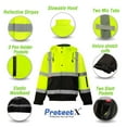 thumbnail image 4 of ProtectX High Visibility Safety Waterproof Bomber Jacket for Women Men, Hi Vis Reflective Winter Construction Jacket, Class 3, Green, 2X-Large, 4 of 9