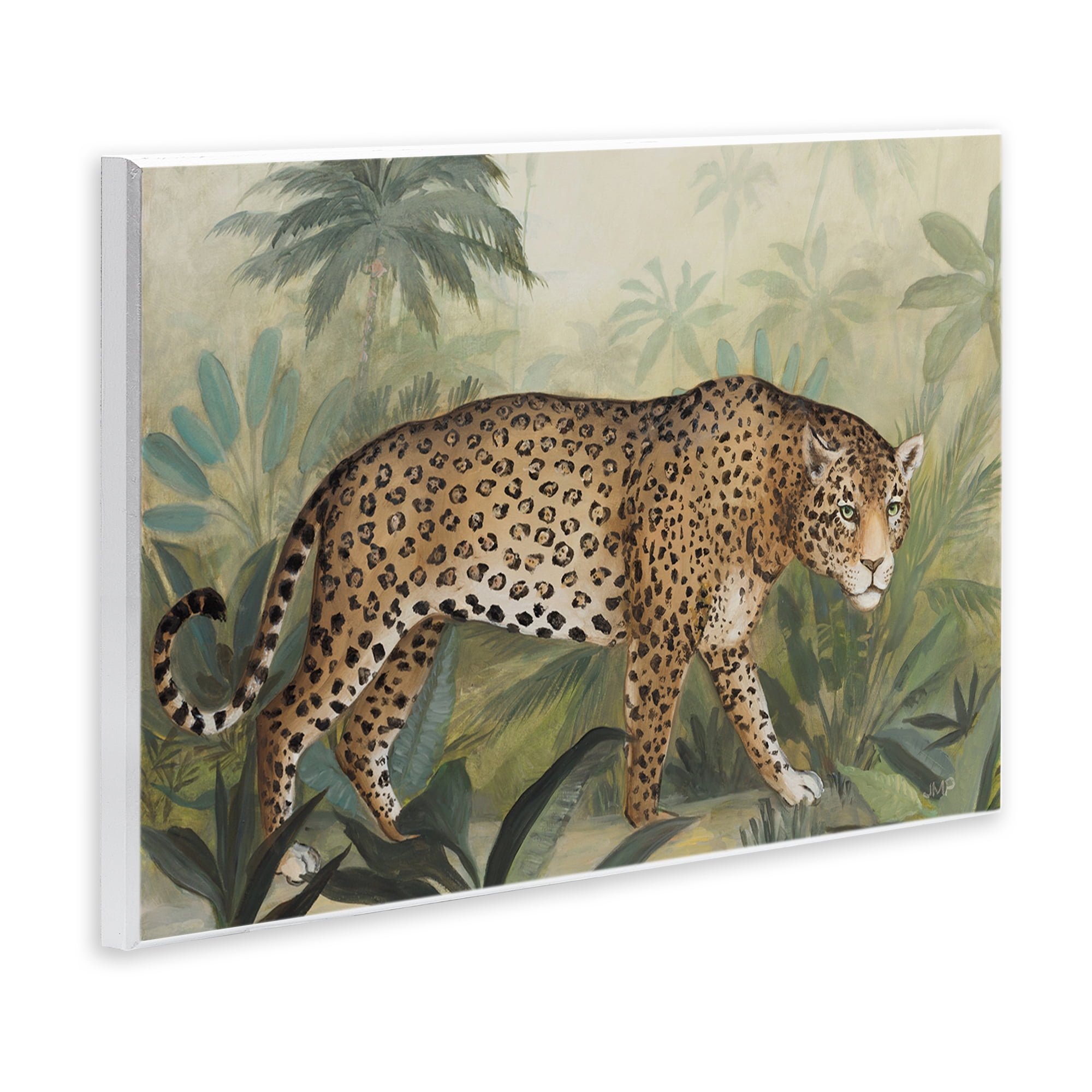 Stupell Industries Prowling Leopard in Forest Landscape Painting Unframed Art Print Wall Art, 19 x 13