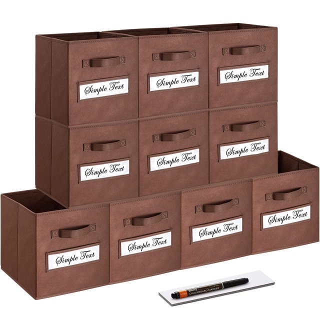Artsdi Juego De 10 Cubos De Almacenamiento Plegables De Tela Con 10 Etiquetas, Tarjetas De Ventana Y Cestas Para Bolígrafos, Contenedores Para Estantes, Organizadores De Armario, Caja Para El Hogar Y