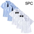 thumbnail image 2 of Afuyipoi 5-PC Boys Girls School Uniform T-shirts(For 2-15), Soft Breathable Solid Color Short Sleeve Round Neck Back-to-School for Kids Blue 12 Years, 2 of 6