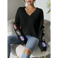 thumbnail image 4 of Womens Classic Boho Floral Crochet Long Sleeve Sweaters Casual Pullover Knitwear for Fall Winter 2025, 4 of 7