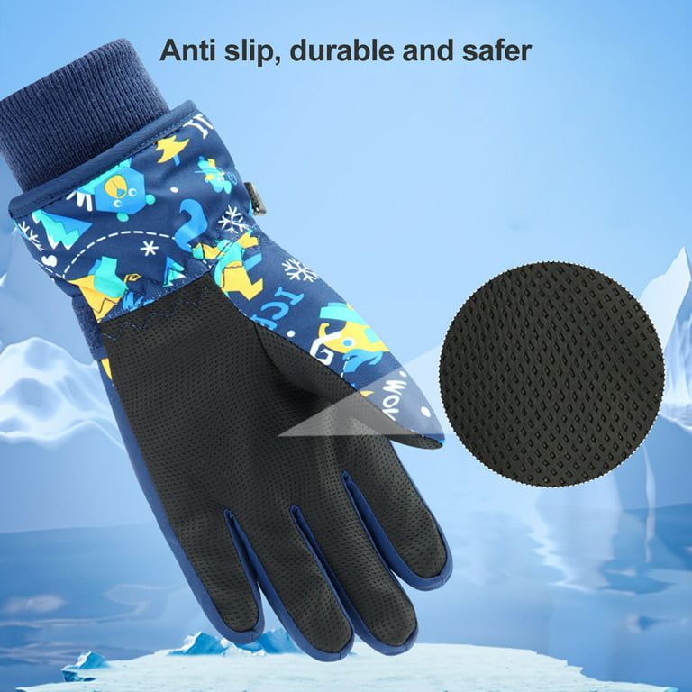 Kids Winter Ski Waterproof Gloves Splash-Proof Warm Soft Gloves