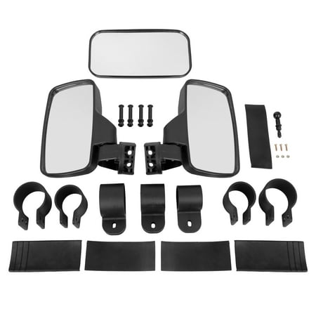 Unique Bargains 2" 1.75" 1.46" Round Roll Cage UTV Rear View Center Side Mirror Set Black for Polaris for Kawasaki