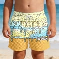 thumbnail image 2 of Glisme Kids Boys Shorts Graphic Print Elastic Waist With Drawstring Summer Comfortable Toddler Boys Board Shorts Size 3-4 Years Beige, 2 of 5