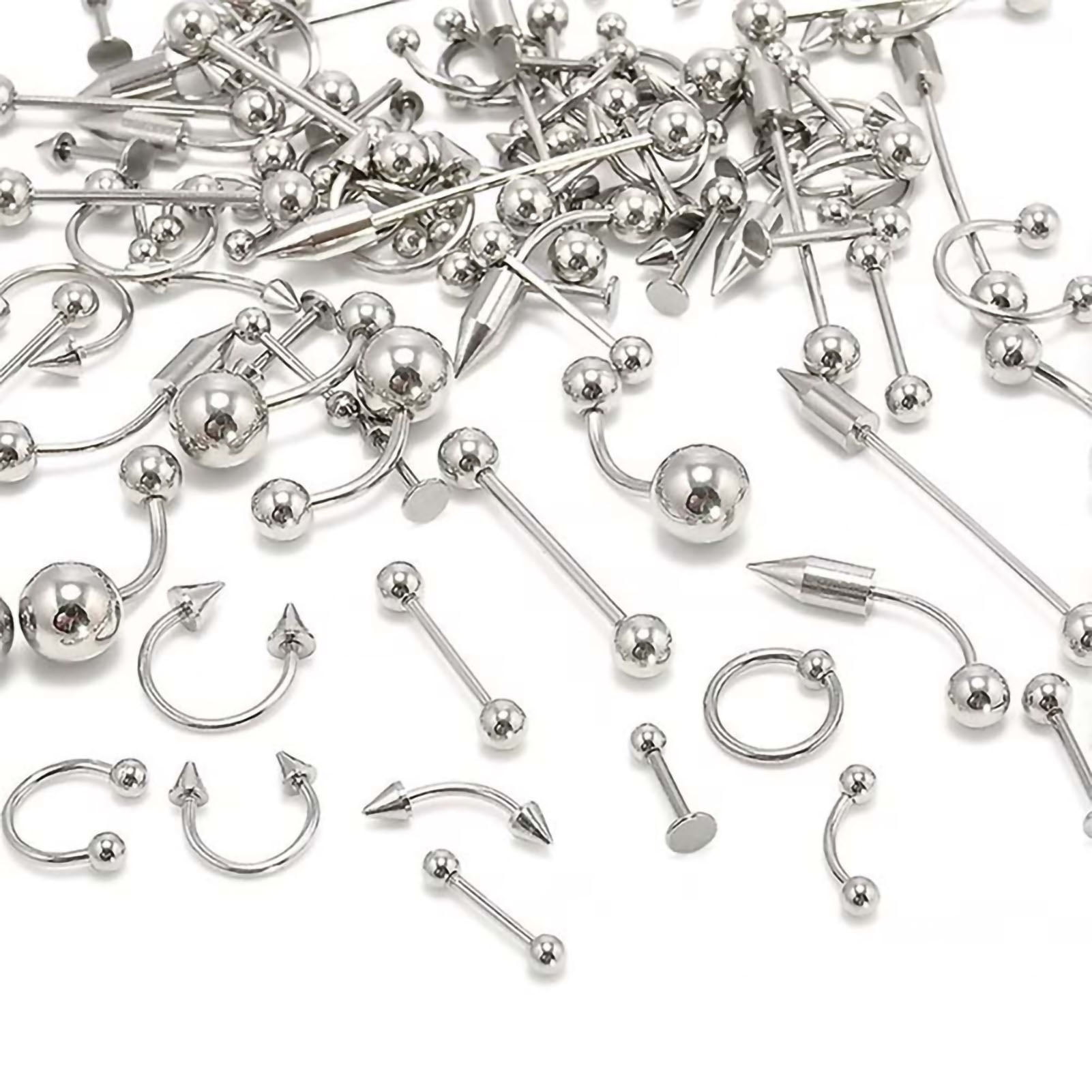 Ayyufe 60Pcs Body Piercing Rings Mixed Skinfriendly 316L Stainless