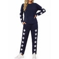 thumbnail image 2 of oyyn Fashion Women 2 Piece Set Outfits Casual Pullover and Pants Jogger Tracksuit Blue Female Long Sleeve Activewear Set L, 2 of 7