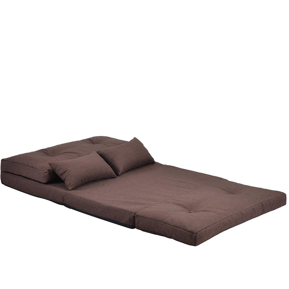 Kepooman Adjustable Folding Leisure Sofa Bed with Two Pillows for Living Room, Brown Kepooman Adjustable Folding Leisure Sofa Bed with Two Pillows for Living Room, Brown