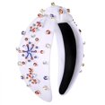 thumbnail image 1 of ZOLEAROPY Diadema anudada del 4 de julio Celebración de la bandera estadounidense Fuegos artificiales Diadema con nudo Perla Rhinestone Joya Banda ancha para la cabeza patriótica Diadema del Día de la, 1 of 1