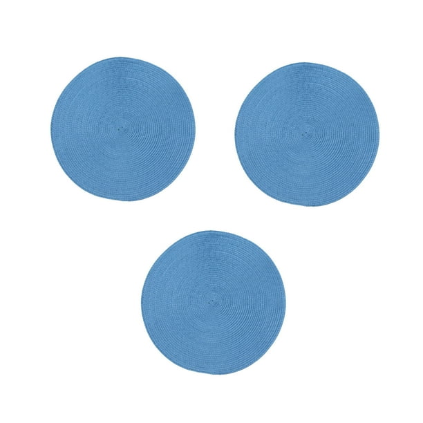 Juego de 3 manteles individuales tejidos | Manteles individuales redondos resistentes al calor para mesa de comedor | Decoración de cocina impermeable y resistente al aceite | Posavasos de 18 cm