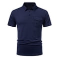 thumbnail image 4 of FRSASU Men's Polo Shirts Short Sleeve Casual Classic Solid Summer Collared Golf Shirts with Pocket Navy, 4 of 9