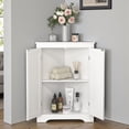 thumbnail image 2 of GZXS White Corner Cabinet, Modern 2-Door Floor Cabinet w/ Adjustable Shelf for Home Organization, Bathroom, Living Room, or Bedroom, Easy Assembly, 2 of 8