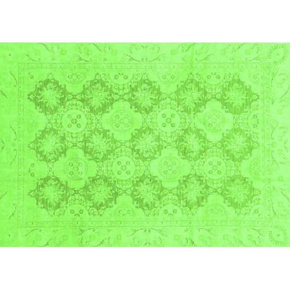 Ahgly Company Indoor Rectangle Oriental Green Traditional Area Rugs, 7' x 9'