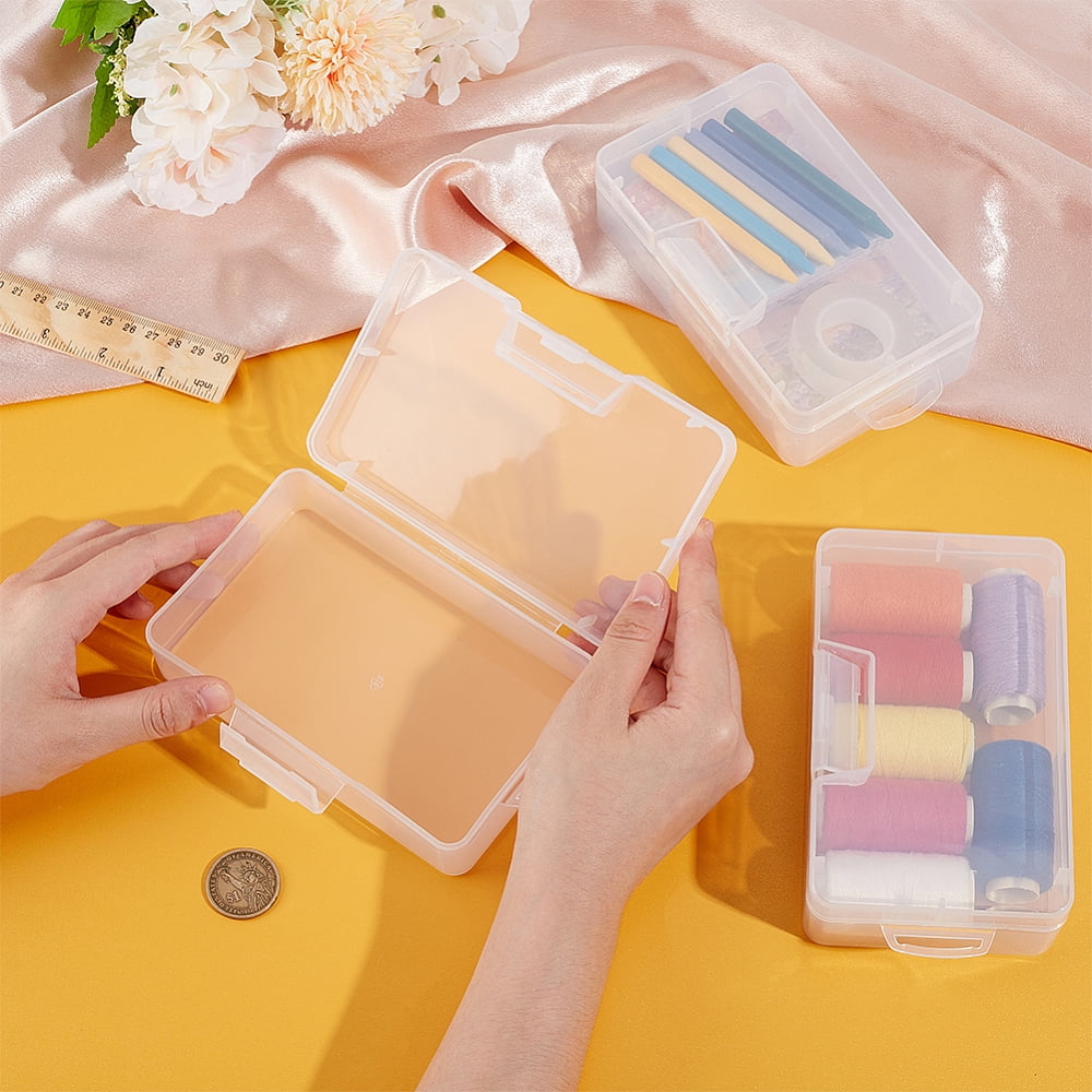 6Pcs Rectangle Plastic Container Box 6.3x3.5x1.7Inch Small Clear Storage Organizer with Lids for Beads Jewelry Small Craft Accessories Office