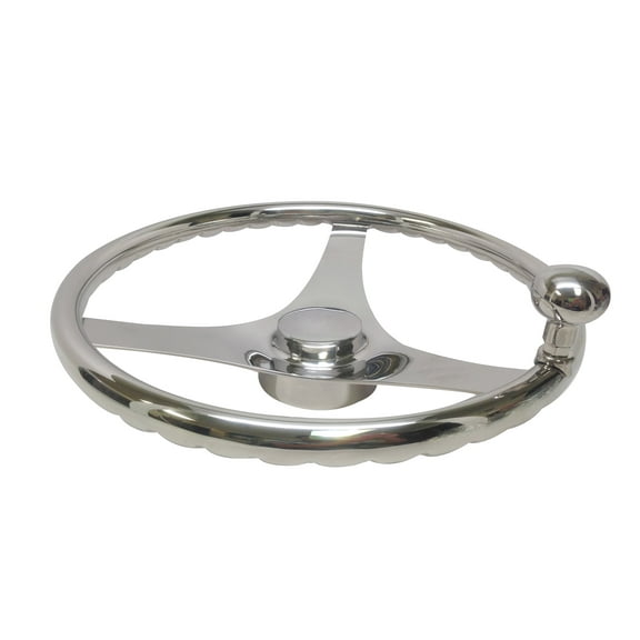 Pactrade Marine Boat 3 Spoke SS Sports Steering Wheel Turning Knob Finger Grips, 13-1/2" L